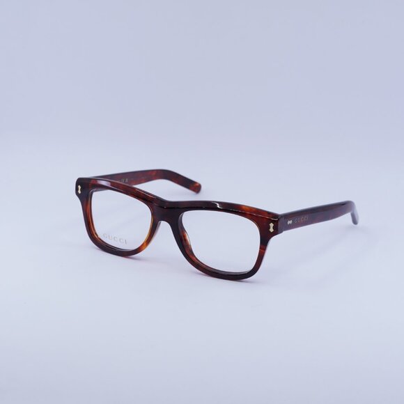 Gucci GG1526O 003 Eyeglasses Shiny Reddish Havana 52mm Square Frame - Picture 1 of 10